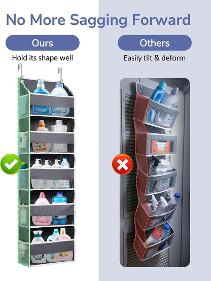 ULG Over the Door Organizer, 5-Tier Extra Large Hanging Storage with 10 Mesh Pockets, 100 lbs Capacity, Heavy Duty Door Organizer for Closet, Bedroom, Nursery Storage, Beige