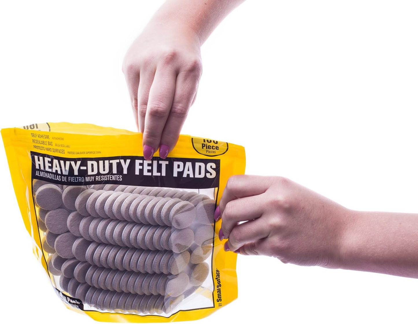 Smart Surface 8827 Heavy Duty Self Adhesive Furniture Felt Pads 1-Inch Round Brown 160-Piece Value Pack in Resealable Bag