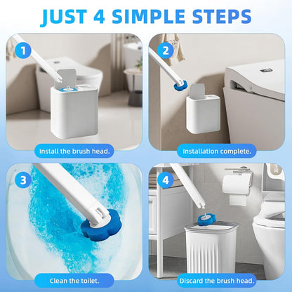Disposable Toilet Brush with 48 Refills,Toilet Cleaning Supplies,Toilet Wand Brush Starter Kit,Wall Mounted Toilet Bowl Cleaner Brush with Holder for Bathroom Deep Cleaning & Hygiene (White)