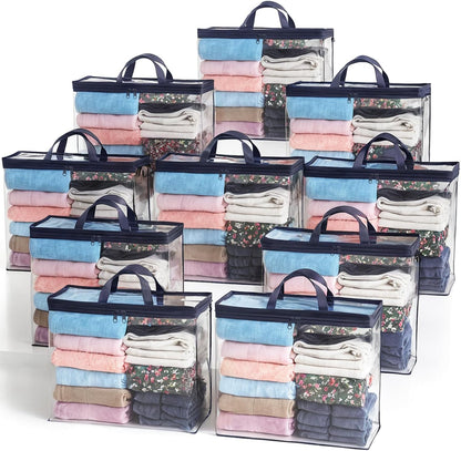 5PACK Clear Zippered Storage Bag for Clothes, 22L Clear Storage Bags, and Blanket Storage Bags for Bedding, Blankets, Comforters, Clothing, Books, DVD & CD (White)