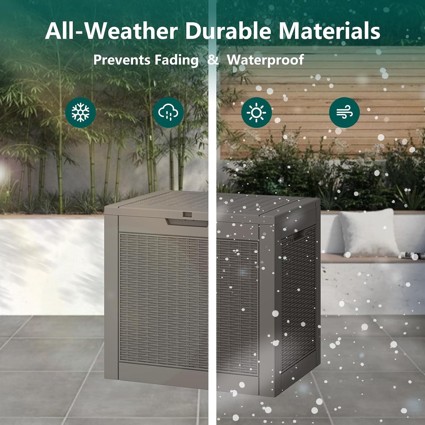 KAMABOKO 31 Gallon Outdoor Storage Box, Resin Deck Boxes Indoor and outdoor, Waterproof Storage Box Lockable Lid for Garden Tools, Package Delivery, Pool Supplies, Patio Cushions, Black