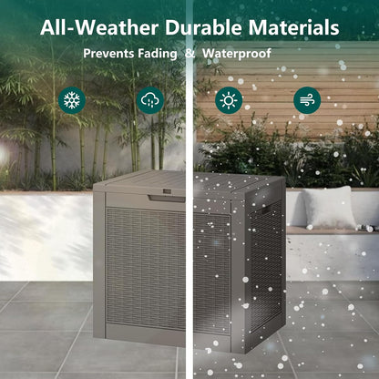 KAMABOKO 31 Gallon Outdoor Storage Box, Resin Deck Boxes Indoor and outdoor, Waterproof Storage Box Lockable Lid for Garden Tools, Package Delivery, Pool Supplies, Patio Cushions, Black