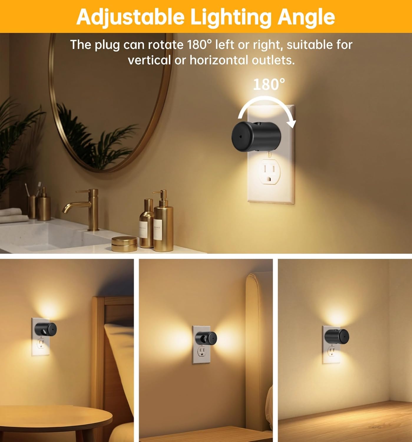 TSEXES LED Motion Sensor Night Lights,Plug-in Motion Activated Night Light,5000K Daylight,Bedroom, Hallway,Bedroom,Kitchen, Stairways, Non-Dimmable,4 Pack