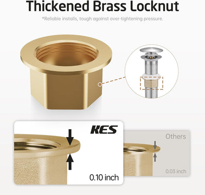 KES All Metal Bathroom Sink Drain with Strainer Basket Hair Catcher Anti Clog Pop Up Drain Stopper for Vanity Vessel Sink with Overflow, Rustproof 18/8 Stainless Steel Polished Chrome S2013A-CH