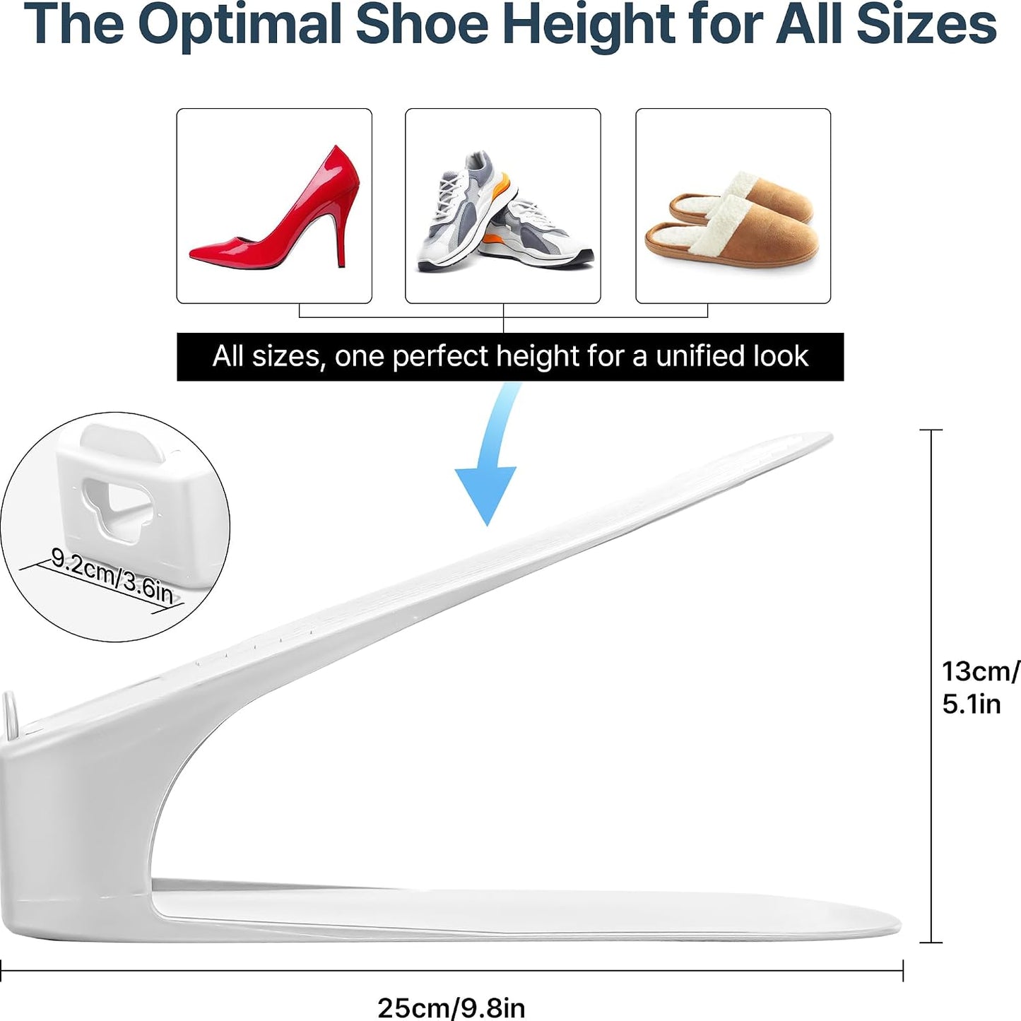 One-Piece Shoe Slot Organizer, Space-Saving Stackers for Closet, Entryway & Shoe Rack | No Assembly Needed (10, Black)