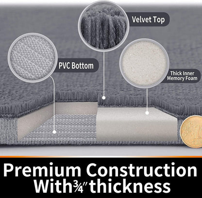 Yimobra Memory Foam Bath Mat, Super Soft Absorbent Bathroom Rug Non Slip, Quick Dry, Machine Washable Floor Carpet for Tub Shower, Home Decor Accessories, 24x17, Grey