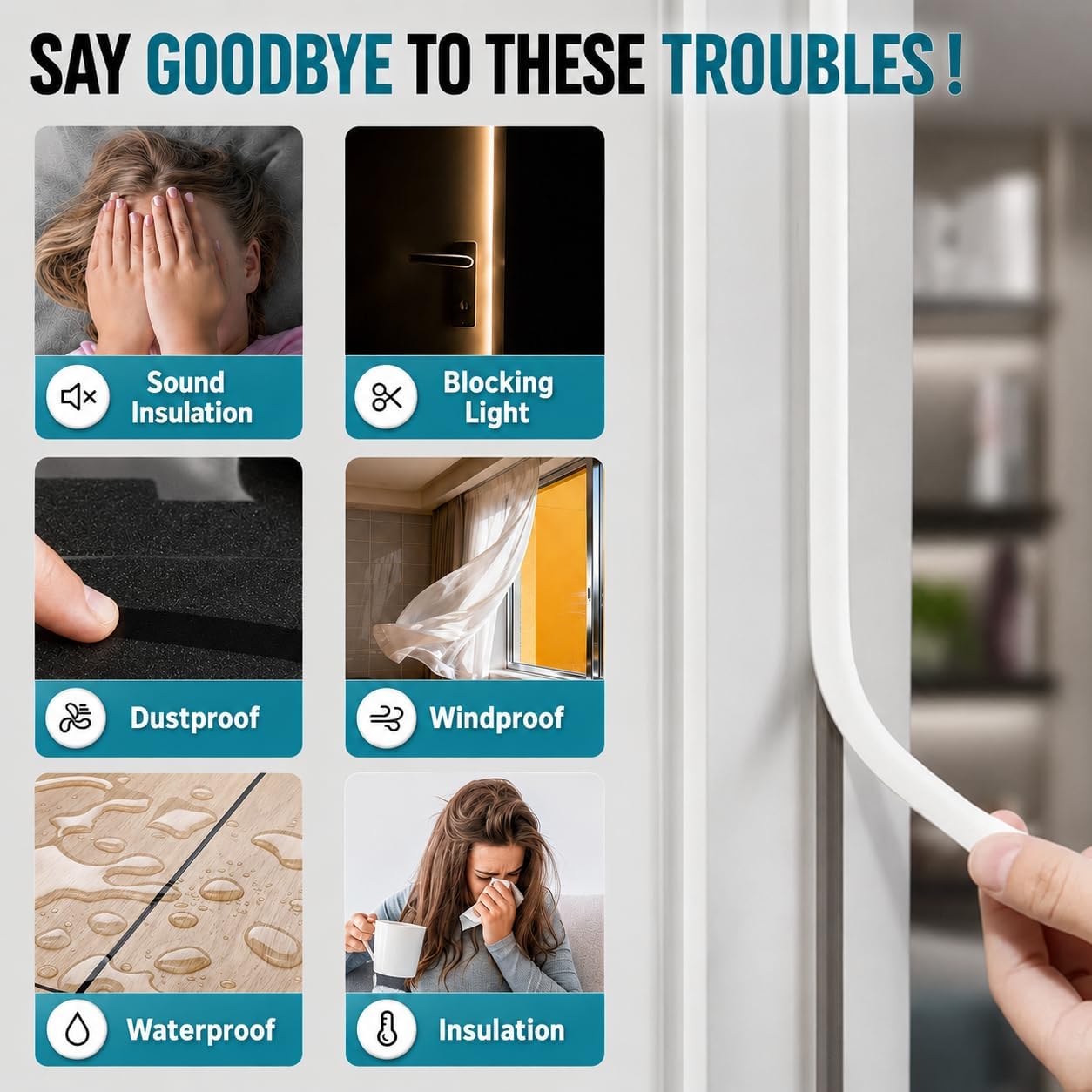 20FT Weather Stripping Door Seal - Self Adhesive Weather Insulation Strip Weatherstripping Silicone D Shaped Seal Strip Door Frame Gap Filler/Window Soundproofing