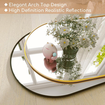 Prywot Arched Full Length Mirror, 70"x26" Free Standing Floor Mirror, Modern Full Body Mirrors with Stand, Wall Mirrors with Aluminum Alloy Frame for Bedroom,Living Room, Gold