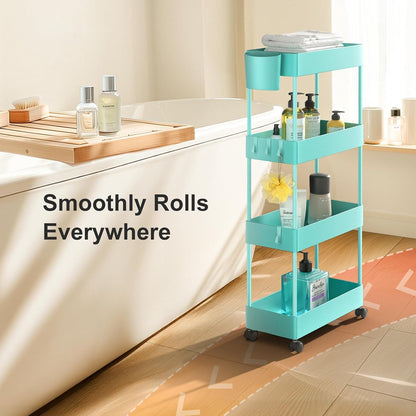 Pipishell Slim Storage Cart with Wheels - Bathroom Cart Organizer Storage, 4 Tier Rolling Carts for Bathroom, Laundry Room, Kitchen, Narrow Space, Black PIUC05