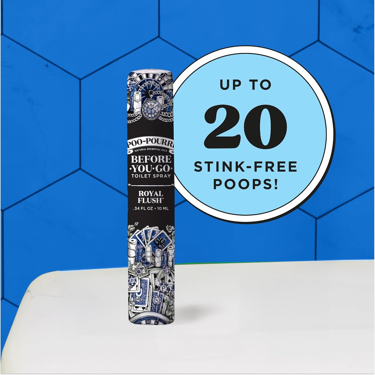 Poo-Pourri Before-You-Go Pocket Toilet Spray, Travel Essentials, Royal Flush, 1 Fl Oz, Up to 50 Uses, On-The-Go Bathroom Odor Deodorizer with Essential Oils, TSA Approved Size, Eucalyptus & Spearmint