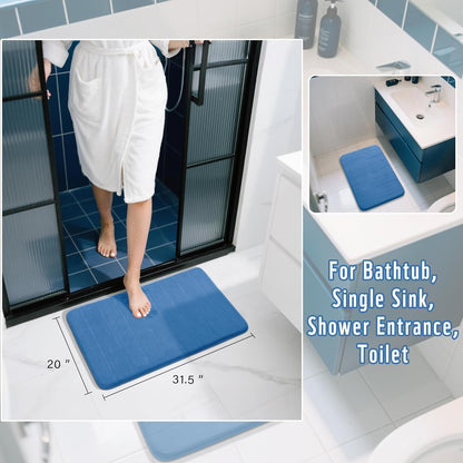 Yimobra Memory Foam Bath Mat, Super Soft Absorbent Bathroom Rug Non Slip, Quick Dry, Machine Washable Floor Carpet for Tub Shower, Home Decor Accessories, 24x17, Grey