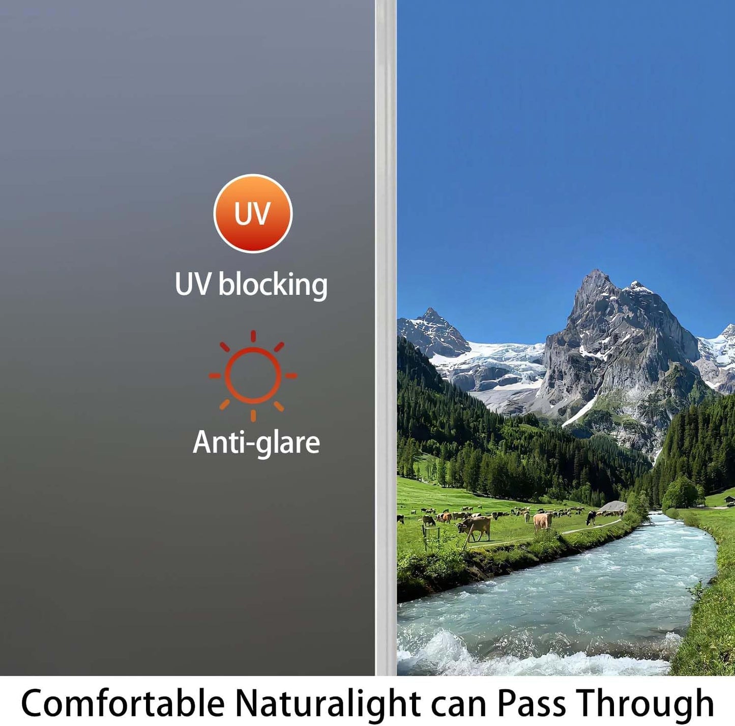 Frosted Window Film, Removable Glass Door Privacy Film, Suitable for Bathrooms, Offices, Static Cling Decorative Film, Reusable Window Stickers (Pure, 17.5X78.7 Inch)