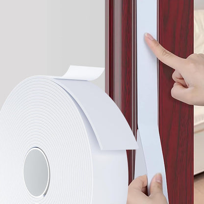 Weather Stripping Door Seal White,1/2Inch Wide X 1/4 Inch Thick,Air Conditioner Window Seal,Self Adhesive Foam Tape High Density Foam Sealing Strip,Soundproof Foam Tape Roll,Total 16.4 Feet Long