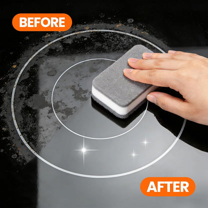3-in-1 Stove Top and Oven Cleaner Kit - Glass Cooktop Cleaner for Ceramic Electric Gas & Induction Stoves - Includes Heavy Duty Scraper and Double-Sided Sponges for Burnt-on Grease, Oil & Grime