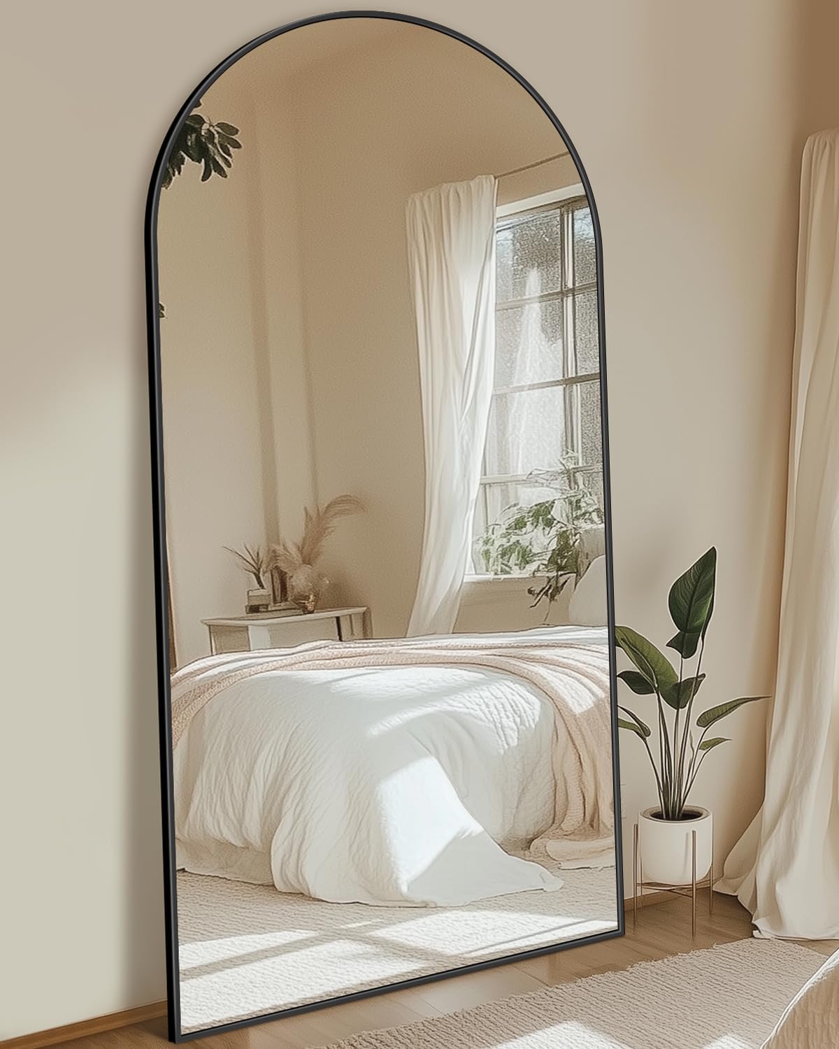 Full Length Mirror with Stand, 71"x28" Arched Full Body Large Stand Up Aluminum Frame Floor Standing Mirror, Freestanding Hanging Leaning Mounted for Bedroom Living Room Entryway Gold