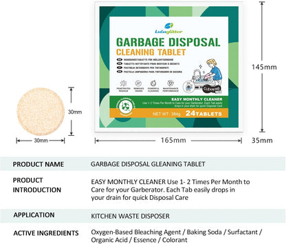 Garbage Disposal Cleaner Deodorizer Tablets 24 Pack Sink Freshener Kitchen | Deep foaming clean, Fresh scent, All disposal compatible,Effortless maintenance