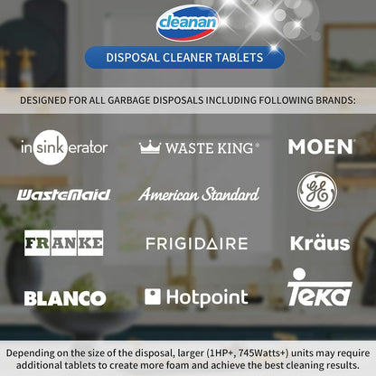 Foaming Garbage Disposal Cleaner and Deodorizer Tablets-24 Pack Food Disposal Cleaner, Quickly Eliminates Odors, XL Powerful Foaming Action, Refreshing Lemon Scent, Natural Ingredients, 1 Year Supply