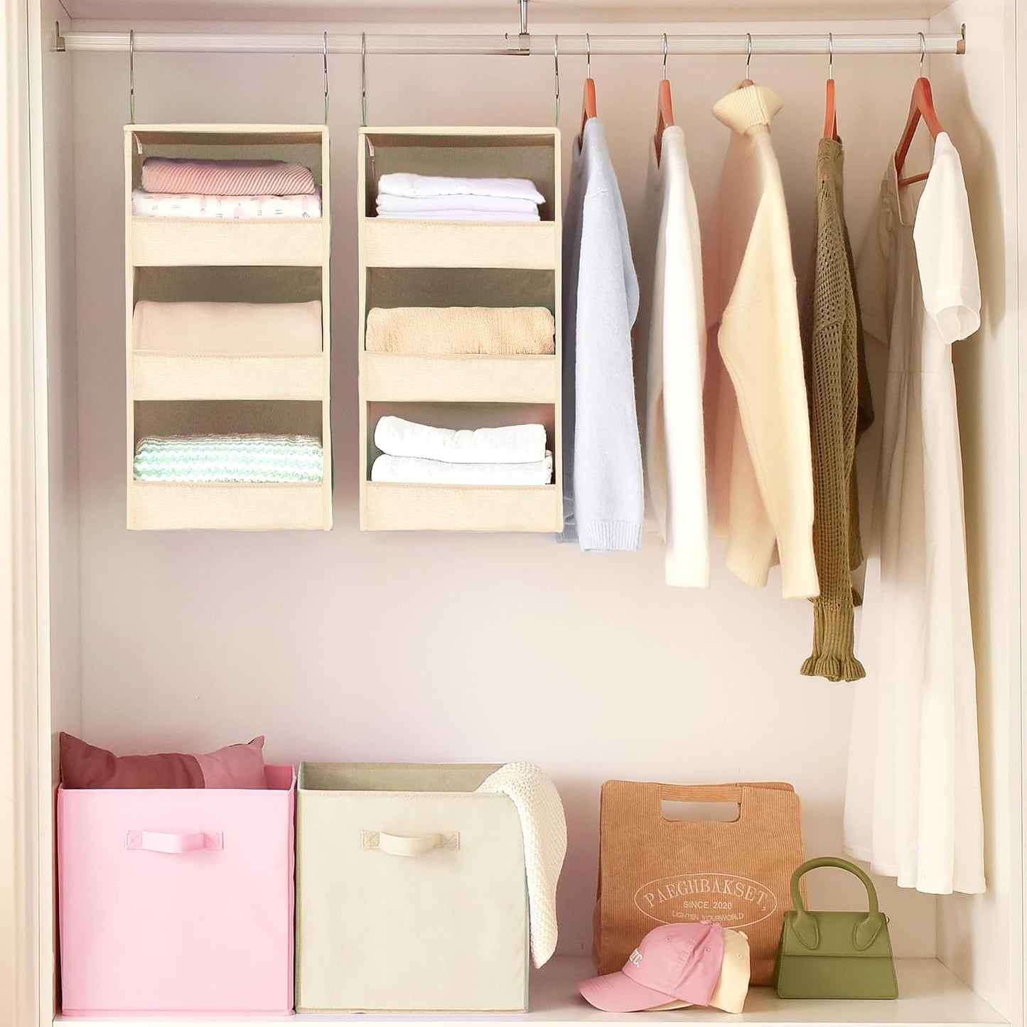 GRANNY SAYS 3-Shelf Hanging Closet Organizer and Storage, Collapsible Hanging Closet Shelves, Hanging Organizer for Closet & RV, Gray, 29 ½" H X 12" W X 12" D, 1-Pack