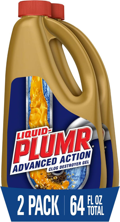 Liquid-Plumr Pro-Strength Full Clog Destroyer, Bathroom & Kitchen Sinks, Shower and Tub Drain, Safe for Pipes, Liquid Drain Cleaner, 32 Fluid Ounces