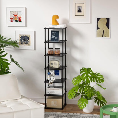 MHXW SXPN Bamboo Free Standing Shoe Rack Shelf Multi Tier Tall Wooden Stackable Shoes Rack Organizer for Closet Front Door Entrance Narrow Vertical Shoe Storage (Nature, 7 Tiers)