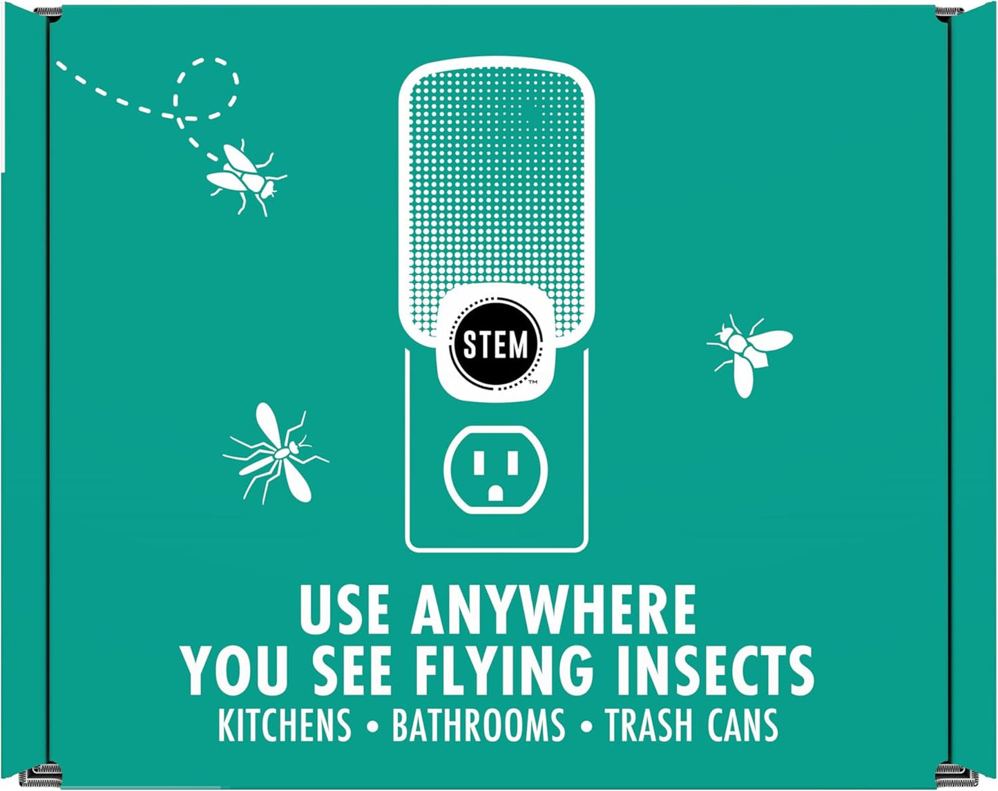 STEM Insect Trap - Indoor Fruit Fly & Gnat Pest Control for House, Home and Kitchen, Attracts & Traps Flying Bugs, Soft Blue Light - Includes 1 Plug-in Device & 3 Cartridges