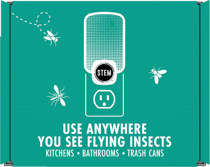 STEM Insect Trap - Indoor Fruit Fly & Gnat Pest Control for House, Home and Kitchen, Attracts & Traps Flying Bugs, Soft Blue Light - Includes 1 Plug-in Device & 3 Cartridges