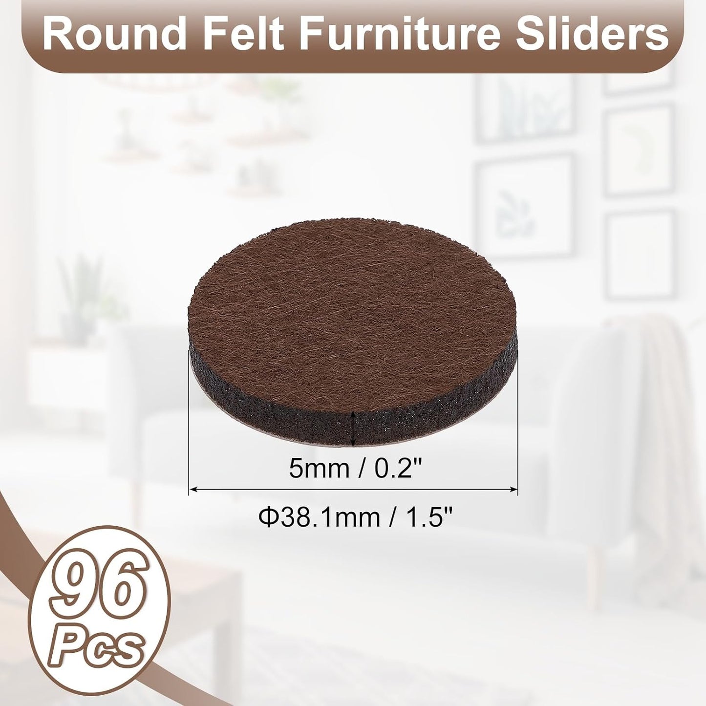 uxcell Furniture Pads, 24Pcs 1.25" - Round Self Adhesive Felt Furniture Pads, Floor Protectors for Furniture Feet Chairs Legs Hardwood Floors (Brown)