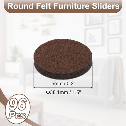 uxcell Furniture Pads, 24Pcs 1.25" - Round Self Adhesive Felt Furniture Pads, Floor Protectors for Furniture Feet Chairs Legs Hardwood Floors (Brown)