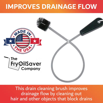 48" Flexible Tube Brush – Long Pipe Snake for Sink - AC Condensate Line Cleaning - Flexible Pipe Cleaner Brush for Hair, Food & Clog Removal - Cleaner Tool – B313C by FryOilSaver Co.