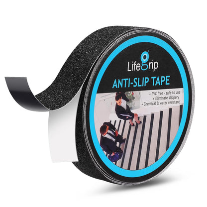 Lifegrip Anti Slip Tape, 4 Inch x 15 Foot Non-Slip Traction Grip Tape for Stairs, Waterproof Stair Treads Grip Non Slip, Non Skid Tape for Steps, Outdoor Black Grip Tape (4" X 15')