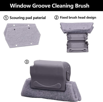 Magic Window Track Cleaner Tool Set - 3 Groove Gap Cleaning Brush + 2 Window Slot Clean Brush with Dustpan + 3 Replacement Cloth