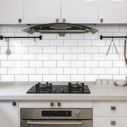 100-Pieces Peel and Stick Backsplash Waterproof PVC Shower Wall Tile | Glossy Pure White Back Splash Sel f Adhesive Stick on Subway Tiles for Walls Kitchen Bathroom