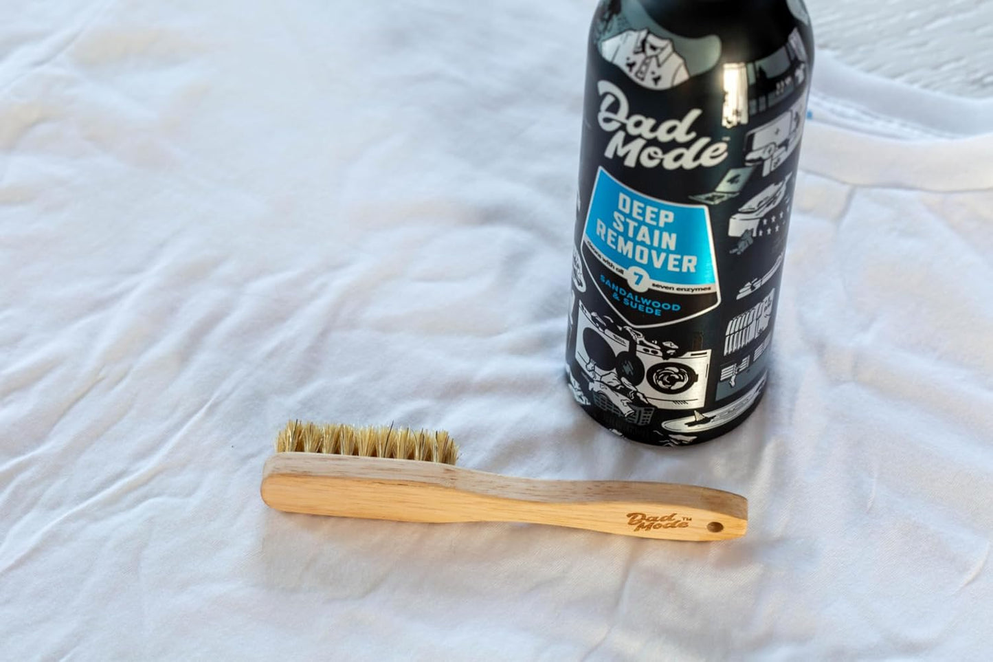 DadMode Laundry Stain Brush – Removes 25% More Stains – Beechwood Laundry Brush with Boar’s Hair Bristles – Ergonomic Handle for Clothes, Kids Messes & Tough Fabric Stains