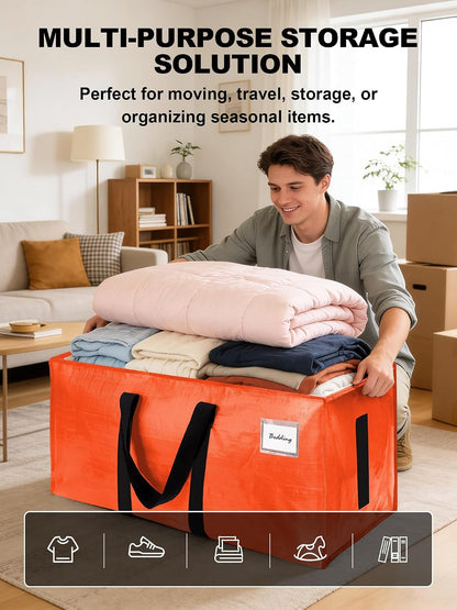 HOMESURE Supports 200lbs Heavy Duty Moving Bags - Strong Zipper & Wrap-Around Handles - Water-Resistant Storage Totes, Durable Alternative to Moving Boxes - 8 Pack - Semi-Transparent