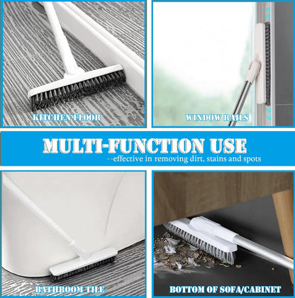 Grout Brush Floor Scrub Brush with Long Handle V Shape 51" Floors Scrubber with Stiff Bristle for Cleaning Bathroom Shower Tile, Patio, Garage, Kitchen, Wall and Deck (Off White)