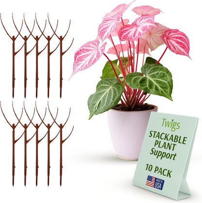 Twigs GA Stackable Plant Support Stakes, Moonstone, 3-Pack, 17" L | Made in USA, UV-Protected Sticks, Natural-Looking Stem Support Stakes, Stackable Poles for Indoor & Outdoor Plants up to 5ft