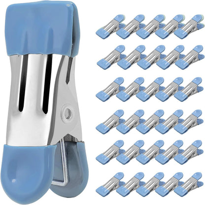 Clothes Pins Heavy Duty, 30 Pack, 2.17 Inch Metal Chip Clips, Clothespins for Photo Drying Clothesline Laundry Sock, Bag Clips for Food Kitchen Stainless Steel with Rubber, 6 Colors