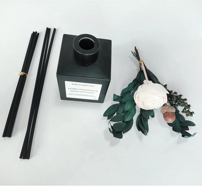 Reed Diffuser Set with Dried Flowers, 3.38fl.oz Fragrance Diffuser with Sticks, Scented Sticks Aroma Diffuser, Home & Office Décor for Air Fresheners, Bathroom (Jasmine Tea)