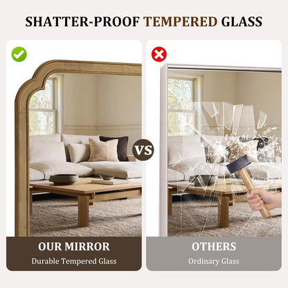 WallBeyond Full Length Mirror Wall Mounted 65"x22", Rustic Wooden Frame Floor Mirror, Large Full Body Mirror for Bedroom, Leaning or Hanging Against Wall, Natural