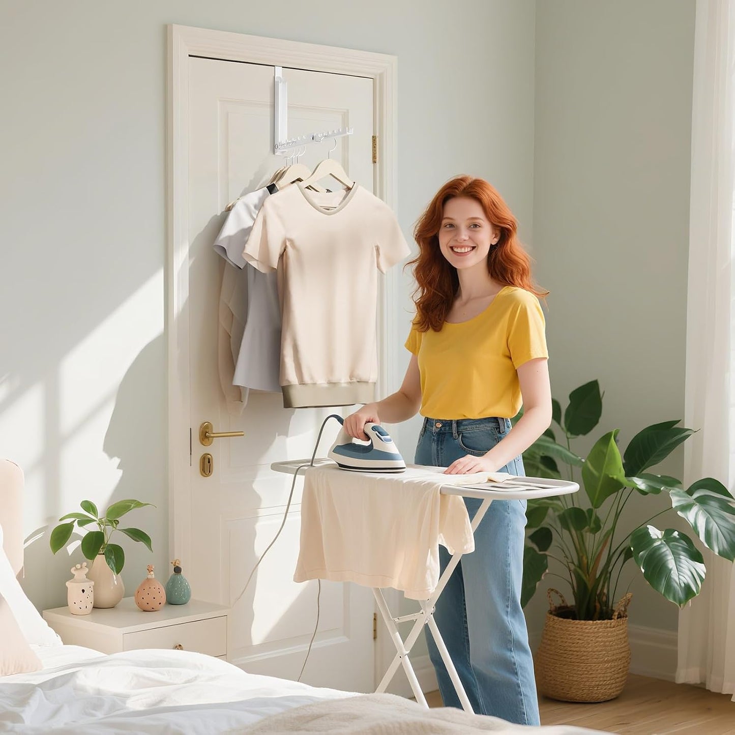 2 Pack Over The Door Hanger Folding Clothes Drying Rack, Folding Hanging Coat Rack for Indoor Laundry Room Compact Small Space Foldable Portable Clothing Hanger Hook Collapsible (Wihte-2(Upgraded))