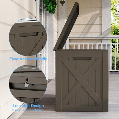 EasyUp 50 Gallon Outdoor Storage Box Waterproof Lockable Deck Boxes | UV Resistant Resin, for Garden Tools Cushions Patio Equipment, 300 lbs Capacity, Portable Design, Easy 16-Min Assembly