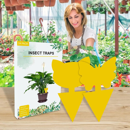 60 Pack Fruit Fly Traps Fungus Gnat Traps, Fruit Shape Yellow Sticky Bug Traps for Indoor Outdoor Plants, Dual-Sided Sticky Traps for Whiteflies, Aphids & Flying Insects