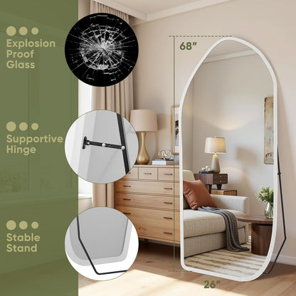 Suidia Full Length Mirror, Oversized Floor Mirror with Solid Wood Frame, Large Standing Mirror for Bedroom Living Room, Wood Art Style, Dark Walnut, 74" L x 32" W