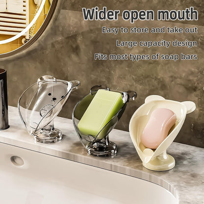 Leaf-Shaped Soap Dish – Premium Soap Bar Holder with Self-Drainage System – Bar Soap Holder for Shower, Bathroom Sink, Kitchen – Waterfall Soap Dish with Stand