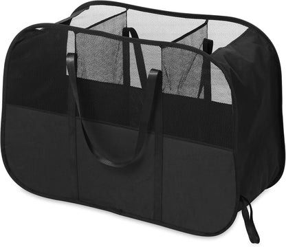 Collapsible Laundry Baskets with 3 Compartment, 150L Tear-proof Pop Up Hamper, Foldable Laundry Basket with Tote Handles, Dirty Clothes Hamper for Laundry, Bedroom, Bathroom, Dorm Grey