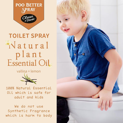 Clean-n-Fresh Toilet Spray, 6.8 Fl.oz Poo Spray | Up to 400+ Uses, 100% Natural Plant Essential Oil Citrus Scent, Bathroom Deodorizer