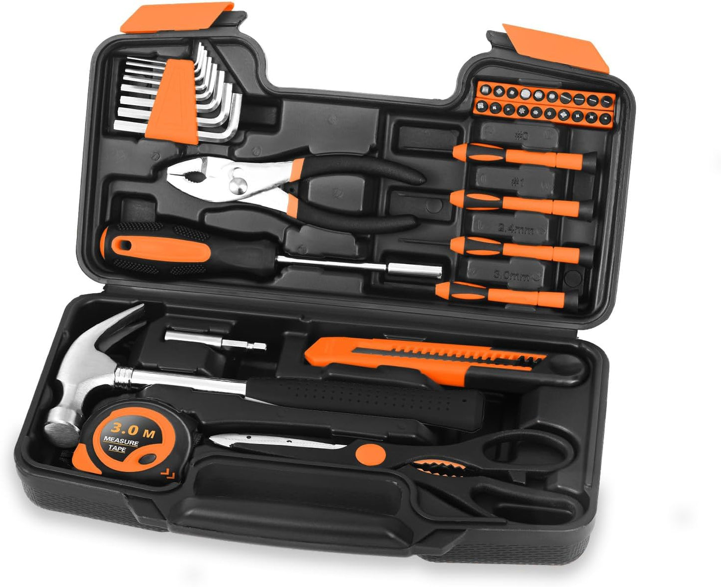 HANGYING 39-Piece Basic Household Tool Set with Toolbox Storage Case, Blue | Basic Home Tool Kit, Small Hand Tool Kit, General Home Repair, for Home Garage, Office, College Dormitory, Daily DIY Use