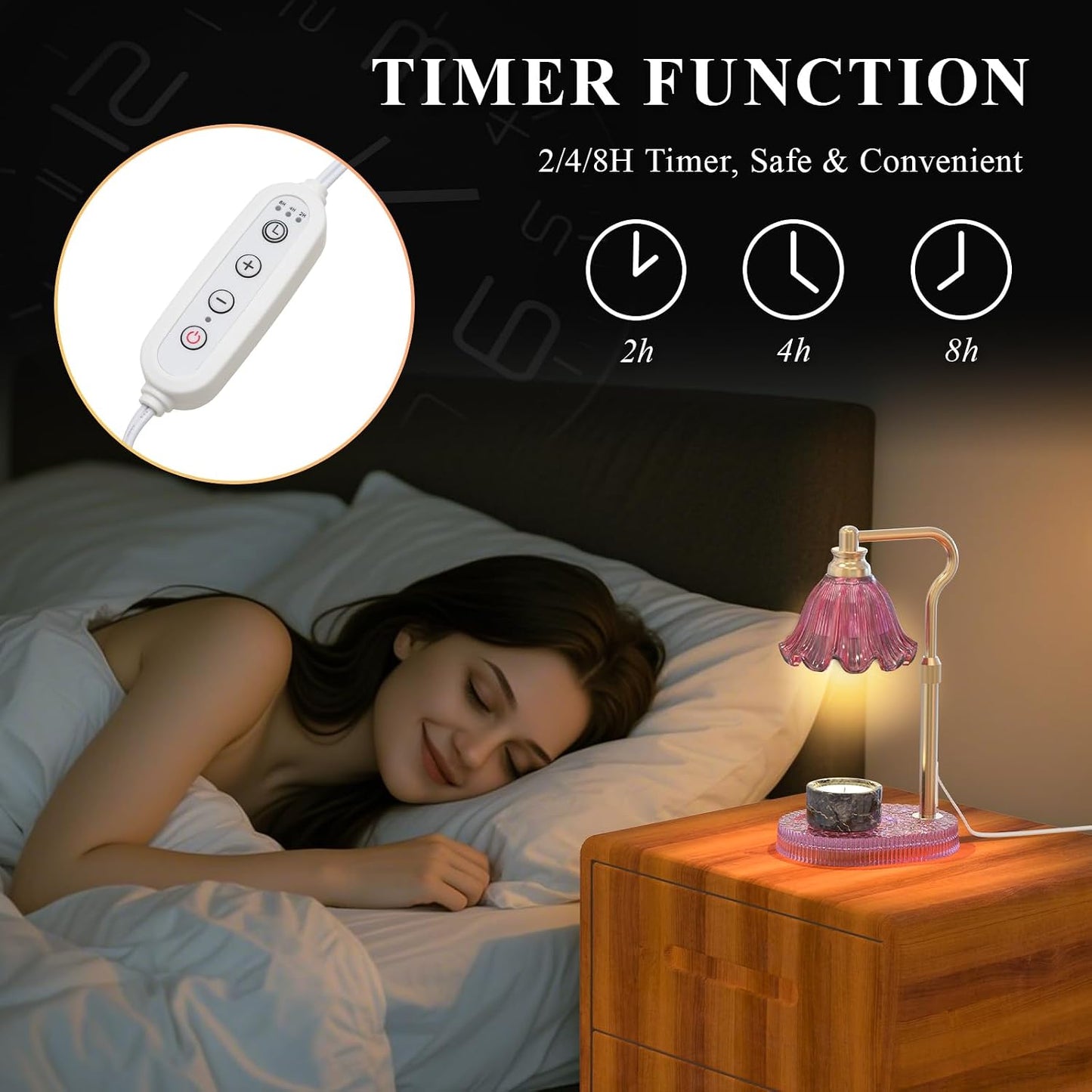 Candle Warmer Lamp with Adjustable Height - Flameless 4-Level Dimmable Wax Warmer, Timer Function & Stylish Design in Multiple Colors (Green)