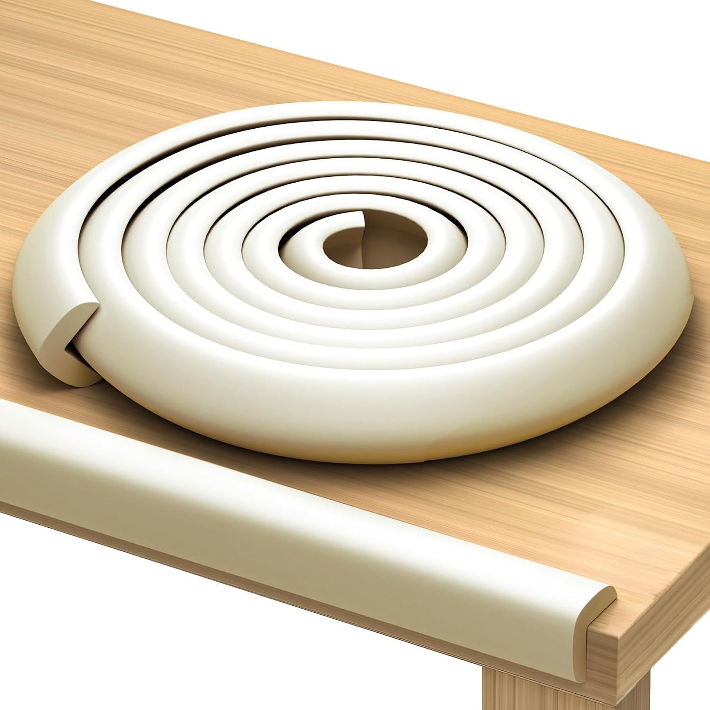 Premium 12ft Edge Protector for Baby, Odorless Foam Cushion with Strong Adhesive Tape, Non-Toxic to Baby Proof Corners and Edges, Wall Corner Protector & Desk Edge Cushion White