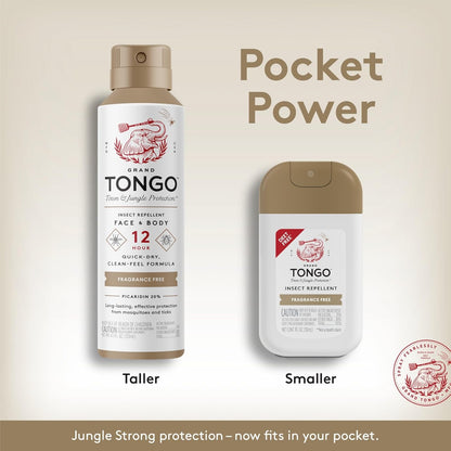 Grand Tongo DEET-Free Insect Repellent Spray, 12 Hour Mosquito Protection, Picaridin Pocket Pump Spray, 1 oz Travel Size, Citrus + Sandalwood, 3 Pack